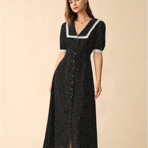 Elegant Black and White Polka Dot Dress